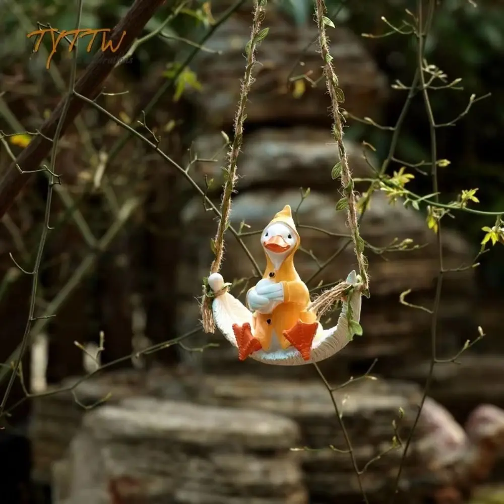 Resin Rabbit Swinging Garden Decoration Waterproof Tree Animals Rabbit Swing Miniature Figures Pendant Statue