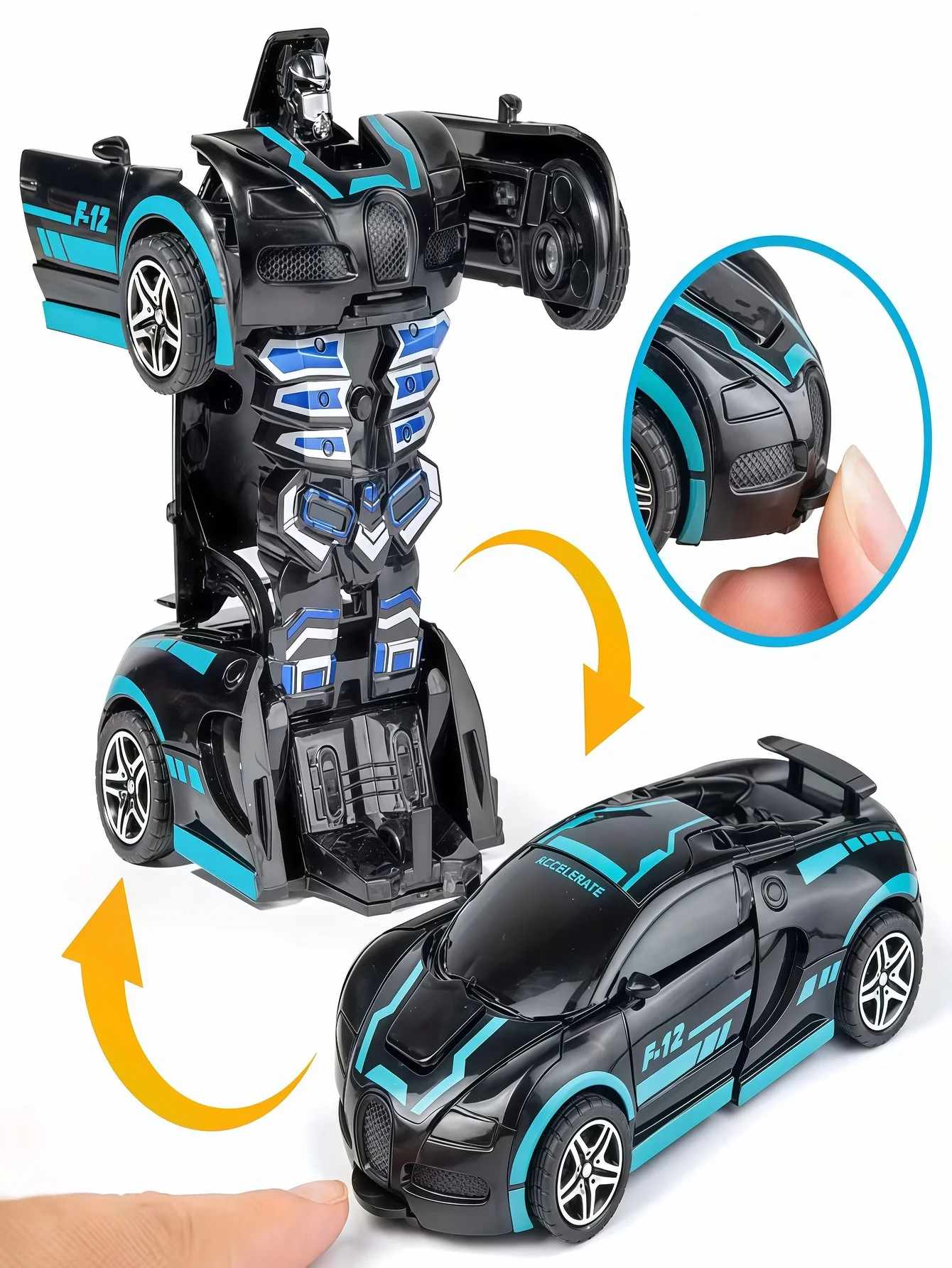 1PCS Transforming Toy for Kids, Suitable for Boys Ages 3-12 - Crash-Transforming Transformers Model Car Toy for Children