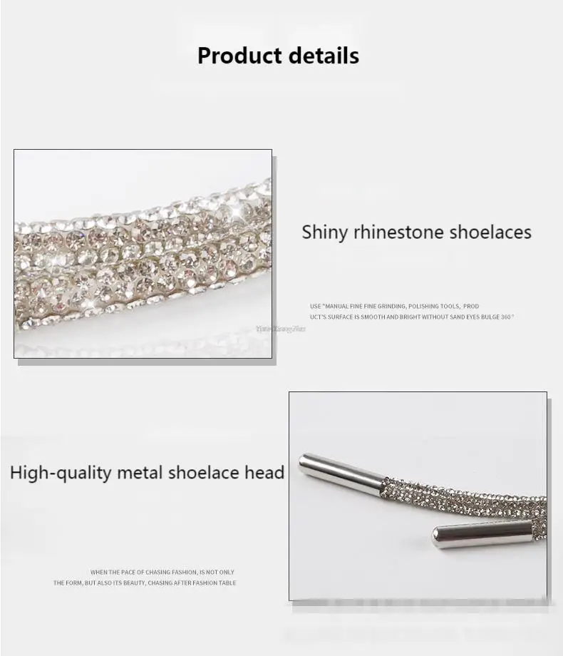 1 Stücke Strass Schnürsenkel Luxus Regenbogen Diamant Schnürsenkel Sneakers Schnürsenkel Schuhe Runde Schnürsenkel 100/120/140/160 CM DIY Saiten – Detail 7