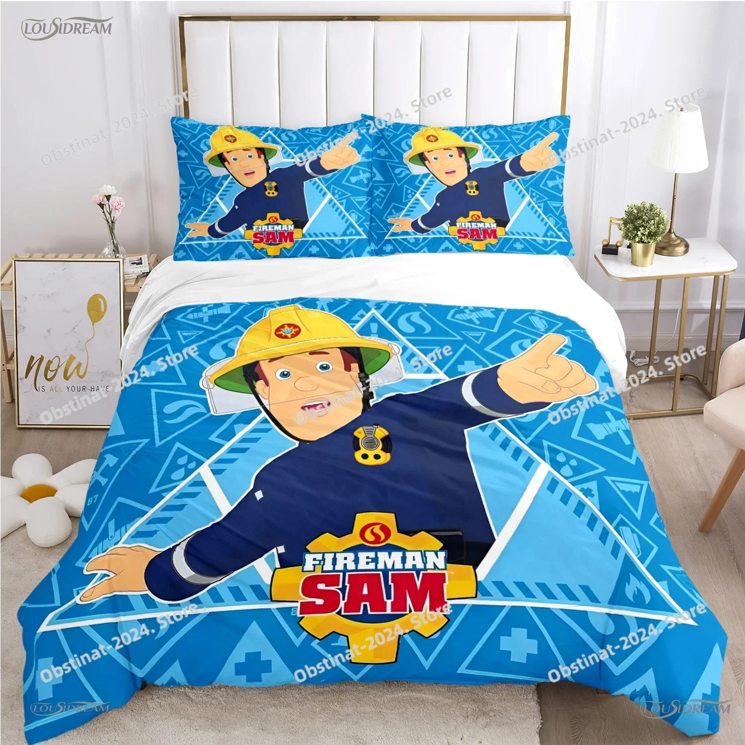 

British Anime Fireman Sam All Season Duvet Cover Cartoon Bedding Set Soft Quilt Cover and Pillowcas for SingleDoubleQueenKing
