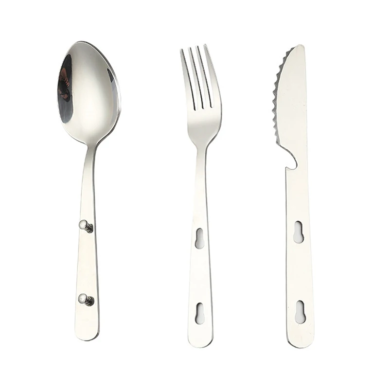 (BF06)3pc/set Outdoor Portable Stainless Steel Tableware Knife Utensil Set Spoon Fork Knife Dinnerware Camping Cooking Flatware