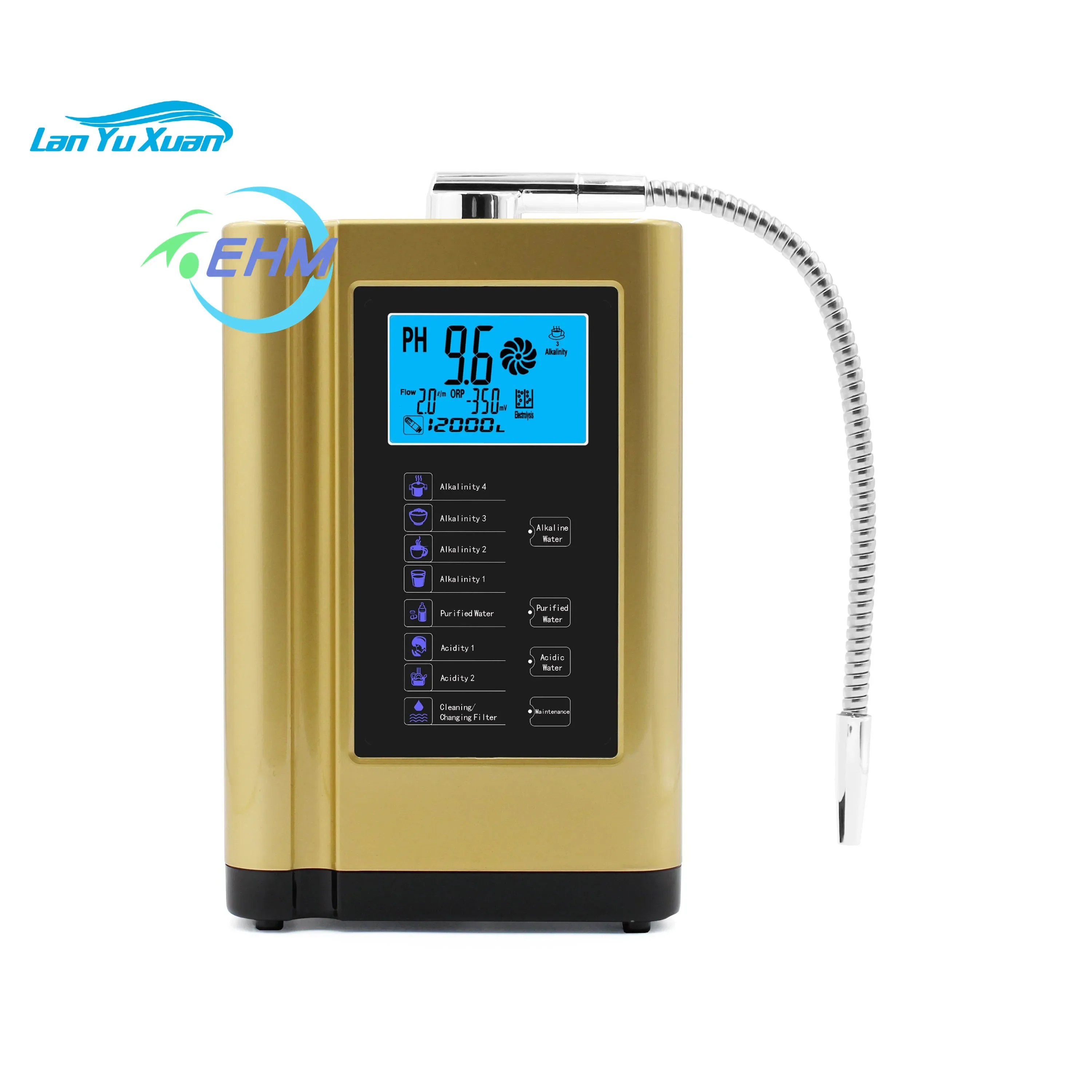 Alkaline Water Ionizer, Up to -500mV ORP, PH 3.5-10.5 Water Purifier Machine,with 7 Water Settings