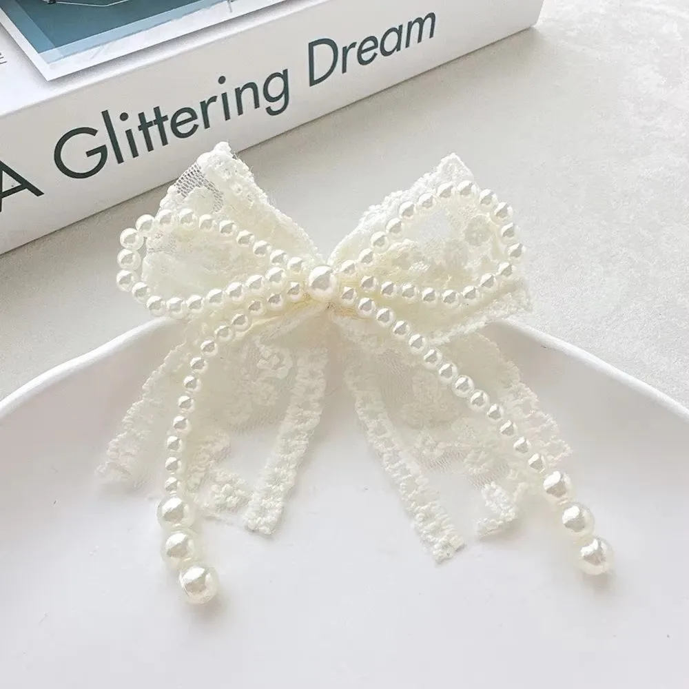 DIY Pearl Bow Shoe Charms Lace Embroidery for Sneaker Decorative Bag Clothing Accessories Bukcle Pin