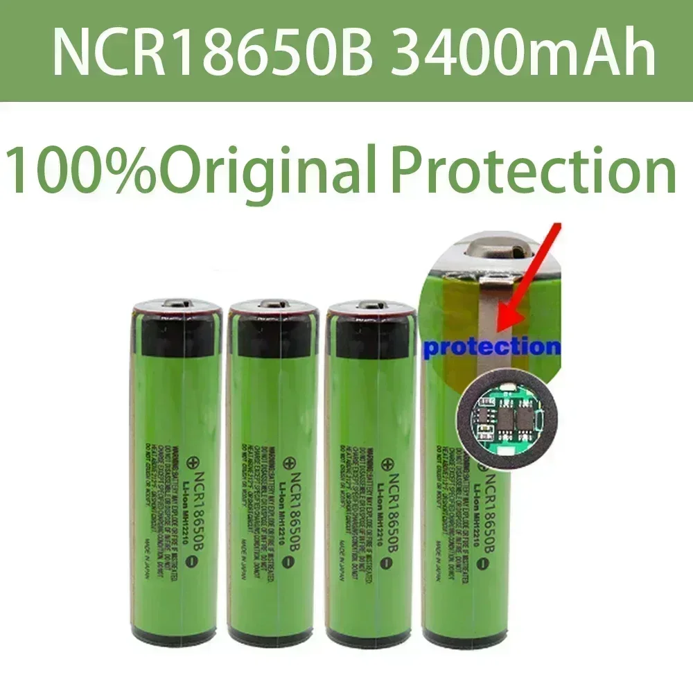 NCR18650B 3400mAh 3.7V Rechargeable Li-ion Battery with PCB Protection for Flashlights, Toys & Power Tools