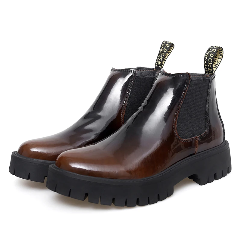 

Mens Genuine Leather Chelsea Ankle Casual Fashion Ankle Boots Luxury Winter Plush Warm Non-Slip Soles Formal Banquet Wedding