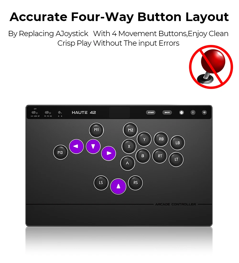 Haute42 W-P1 Tri-Mode 2.4G Kabelloser Touchscreen-Controller ohne Hebel für PC/PS4/PS5/Switch Stickless Arcade-Controller – Detail 12