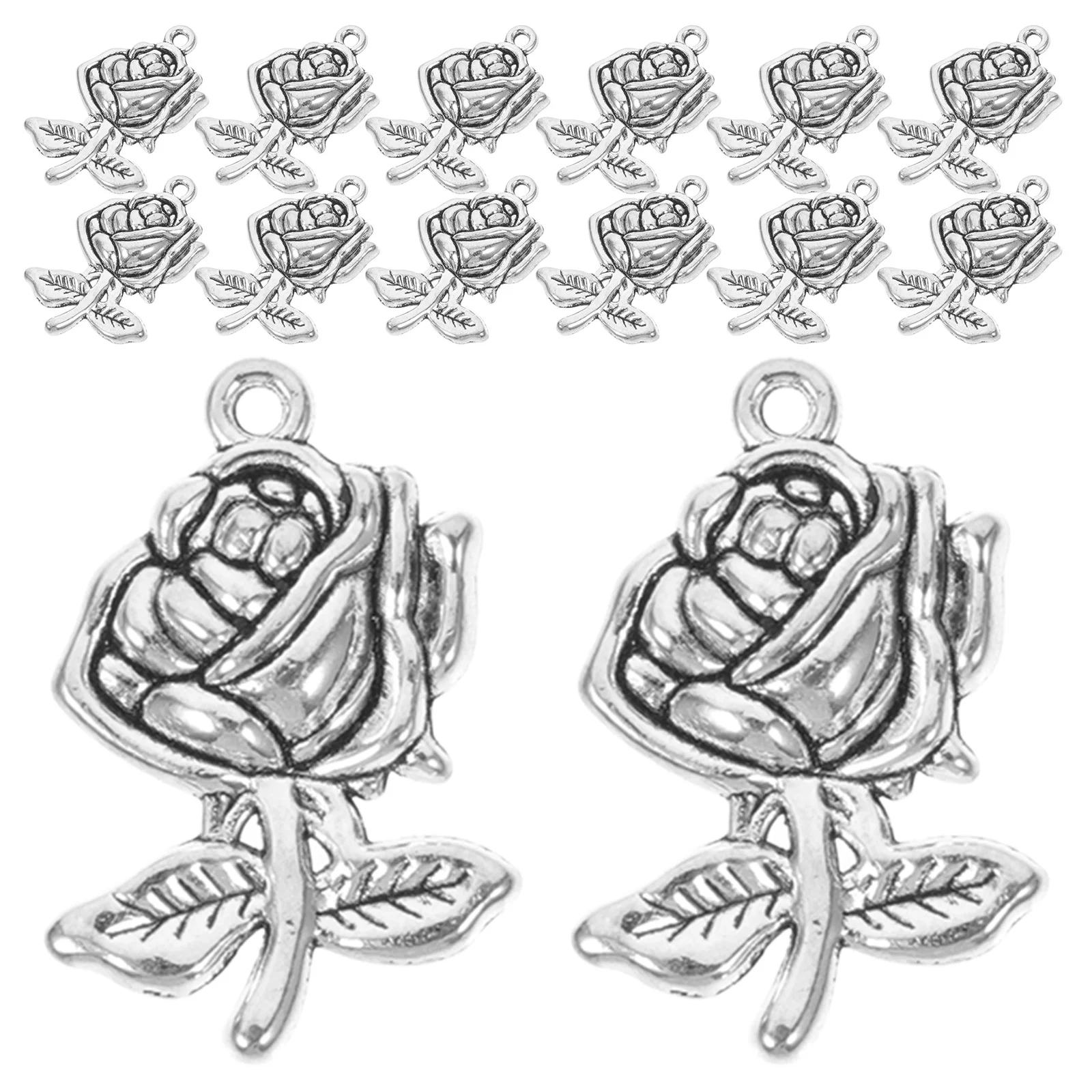

20Pcs Cute Rose Flower Charms for Jewelry Making Necklaces Bracelets Pendant Crafts Supplies Pendant Rose Charms