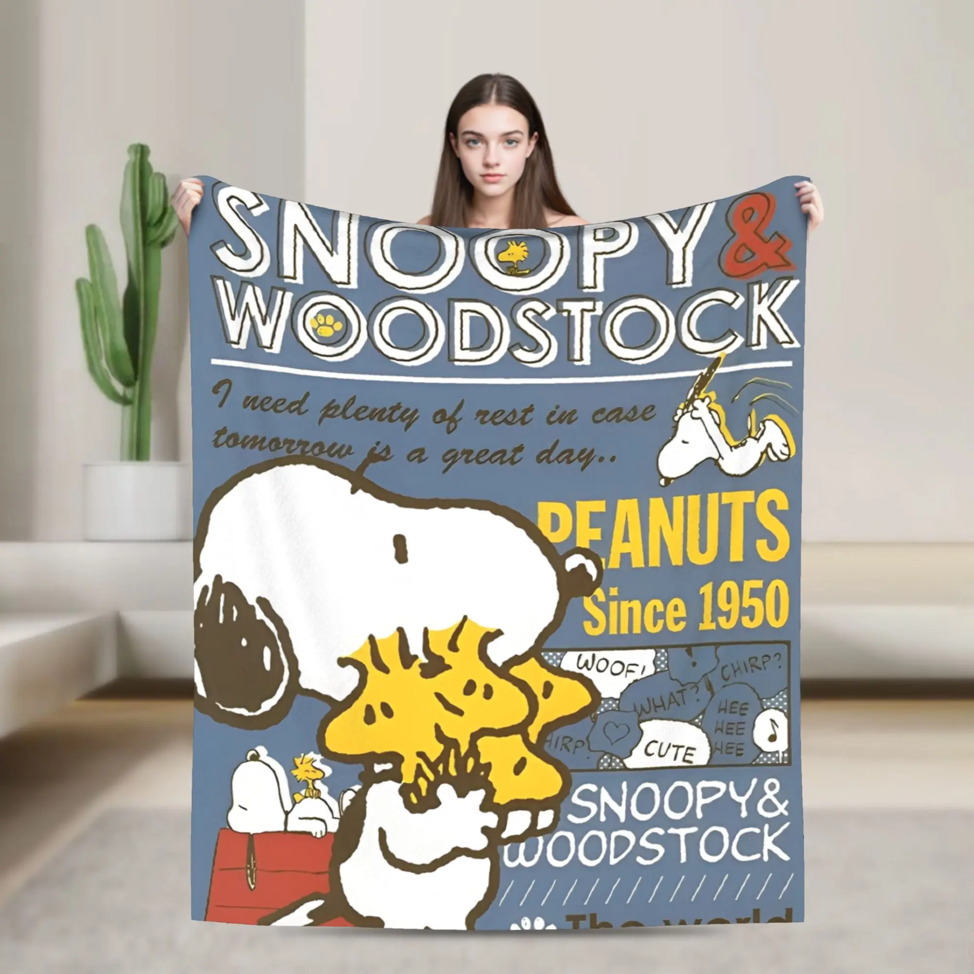 

Snoopys Cute Dogs Woodstock Throw Blanket for Couch Soft Fuzzy Plush Blanket 50x60 Inch Multi-size Bedspreads for All Seasons