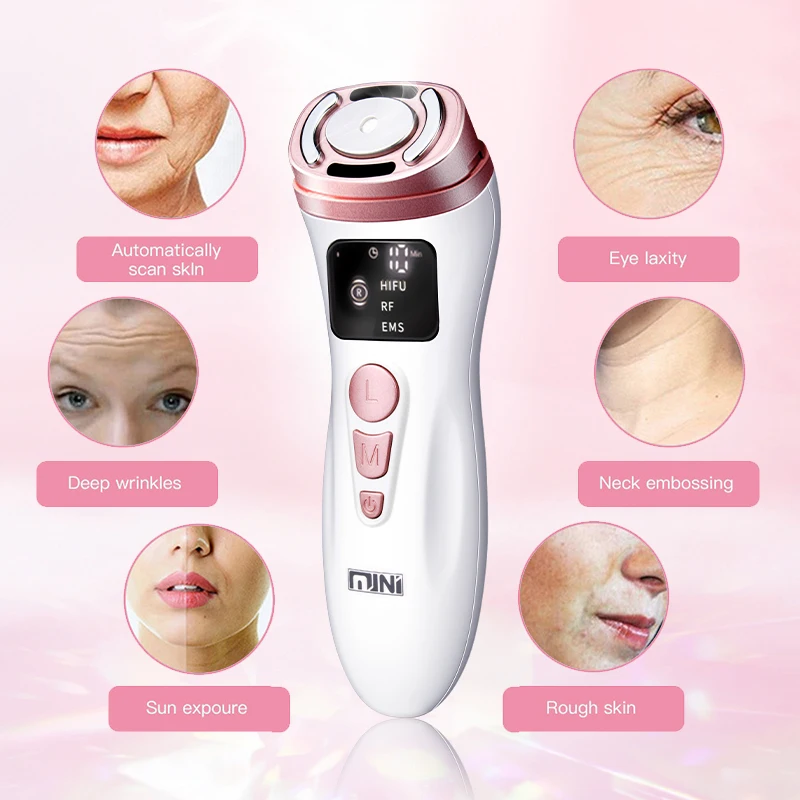 New Mini HIFU Ultrasonic Machine EMS Micro Current Facial Treatment Beauty Apparatus Firming Skin Care Anti Wrinkle