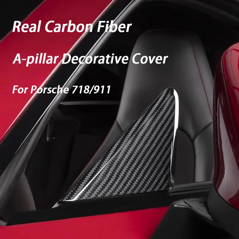 

Real Carbon Fiber Car Interior Customization A-pillar Window Triangle Cover For Porsche 718 911 Triangle Window Pillar Cover