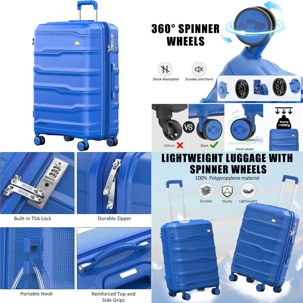 

Большой 28-дюймовый чемодан-спиннер с твердым корпусом и замком TSA, легкий чемодан из полипропилена для проверки путешествий