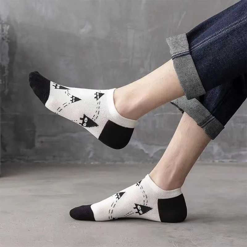 10 Pairs Of Casual Trend Ankle Socks For Men And Women, Comfortable, Breathable And Cute Cartoon Summer Couple Boat Socks