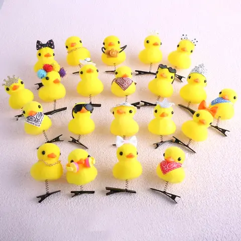만화 재미 있은 어린이 3D 작은 노란색 오리 플러시 머리핀 패션 동물 Duckbill 클립 액세서리 모자를 쓰고 있죠 도매 선물