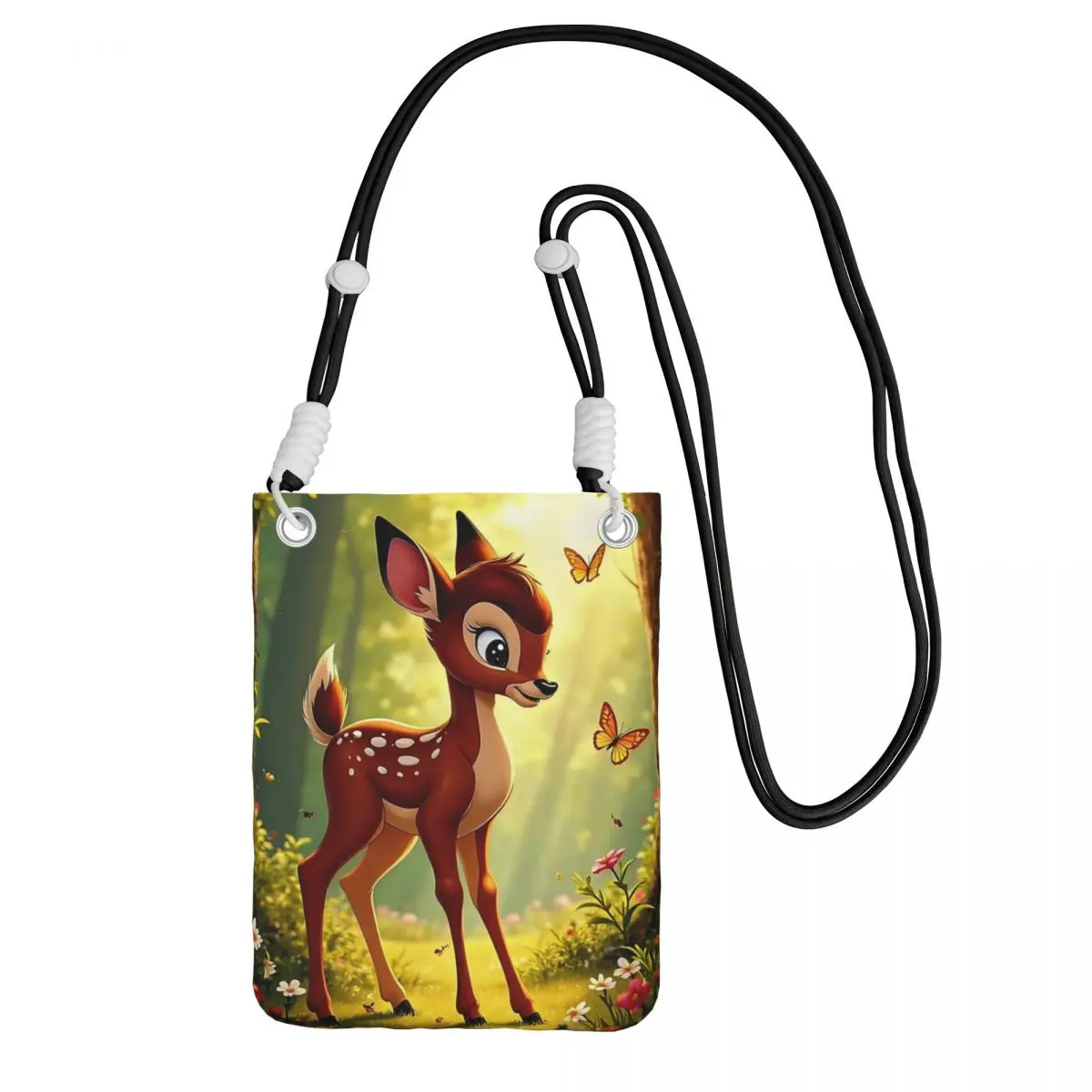 

Custom Bambi Smart Phone Wallet With Strap Deer Cartoons Crossbody Bag Men Women Cycling Camping Mobile Phone Bag