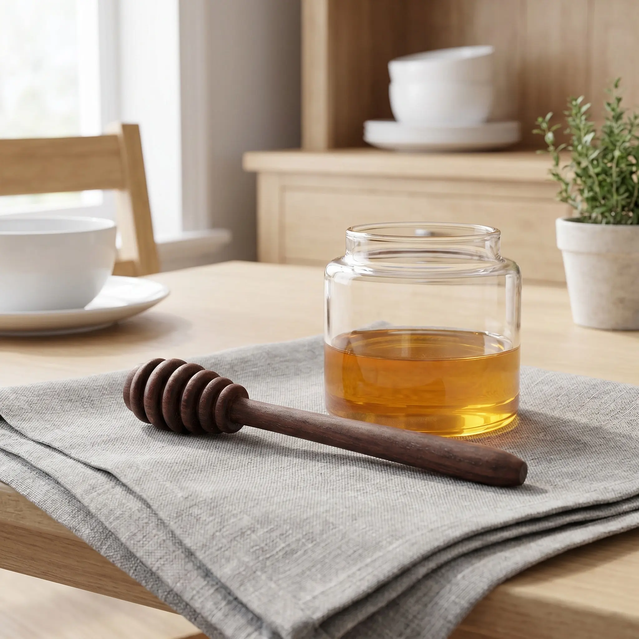 Wooden Honey Dipper Stick Natural Eco Friendly Food Grade Honey Stirrer Wand for Jars Drizzling Syrup Jam Molasses Gift