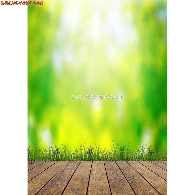 SHENGYONGBAO Digitale Gedrukte Fotografie Achtergronden Props Bloem Landschap Houten vloer Fotostudio Achtergrond ZLDT-14