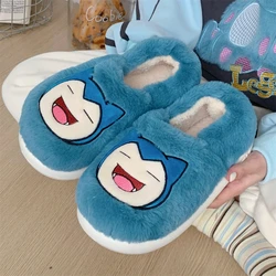 Genuine Pokémon Autumn and Winter Plush Warm Fashion Anime Cartoon Snorlax Plush Home Cotton Slippers for Men and Women