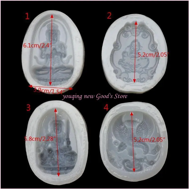 57QA Resin Molds Buddhism Jade Mould for Pendant Jewelry Making Pendant Keychain Charm DIY Making Decorations