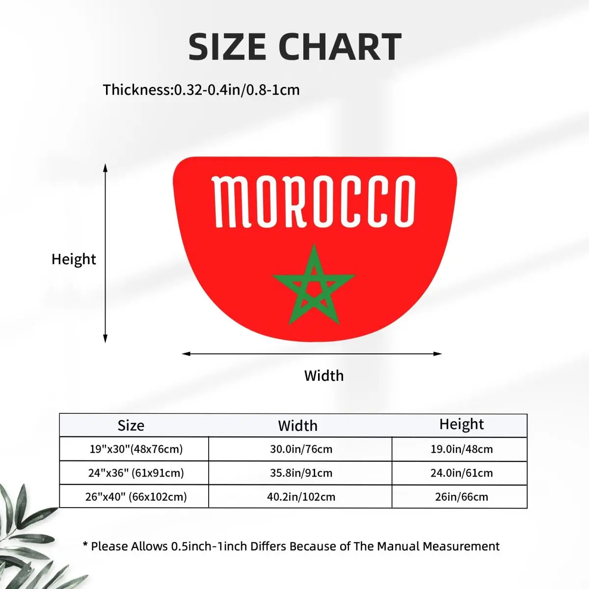 Flag Of Morocco Moroccan Flag Soft Flannel Half Round Doormat Non Slip Bathroom Mat Absorbent Floor Carpet for Laundry Room