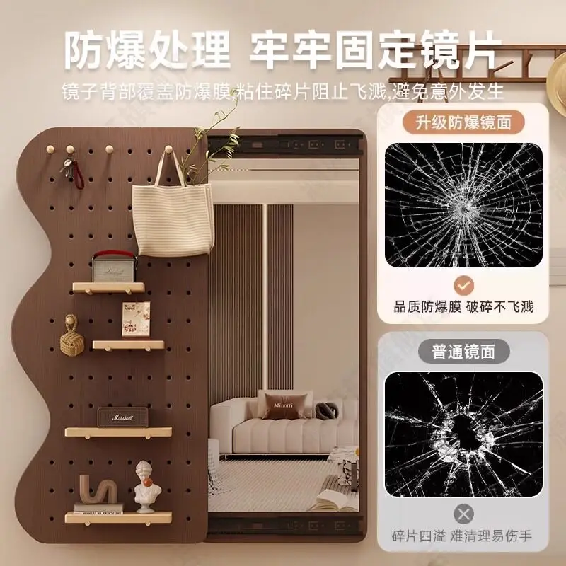 Cloud dressing mirror, solid wood hole perforated board, integrated rental house entrance entrance 2025 new closeable