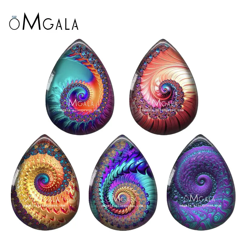 5pairs Colorful Rainbow Rotated Water Drop Photo Glass cabochon flat back DIY Earrings Jewelry Making Findings Accessories