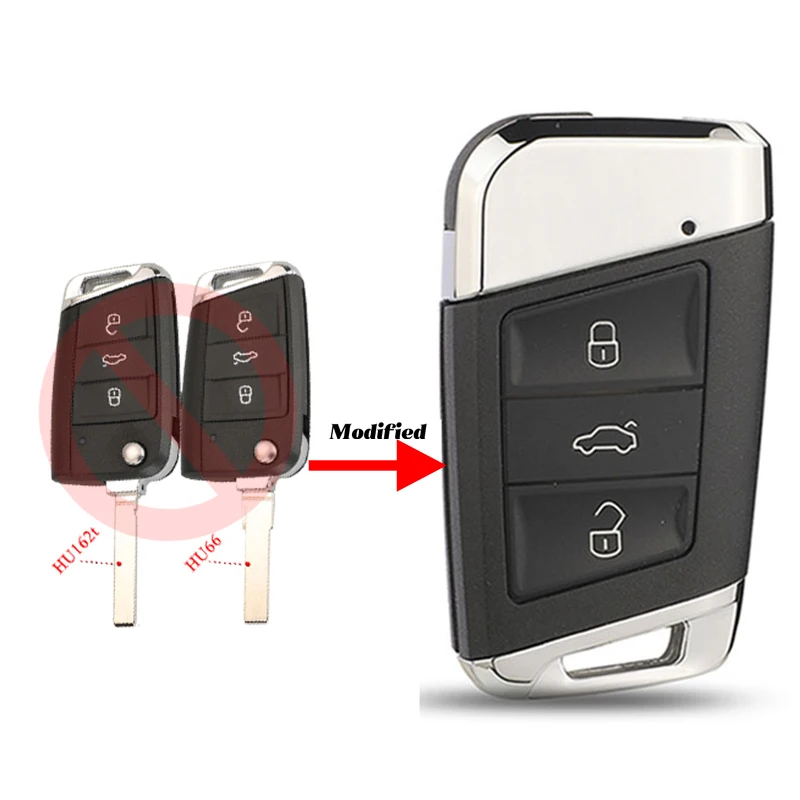 

jingyuqin 3 Buttons Remote Car Key Shell Case For V-W MQB Golf VII Golf7 Polo Tiguan Touran Skoda Octavia Seat HU66/HU162T Blade
