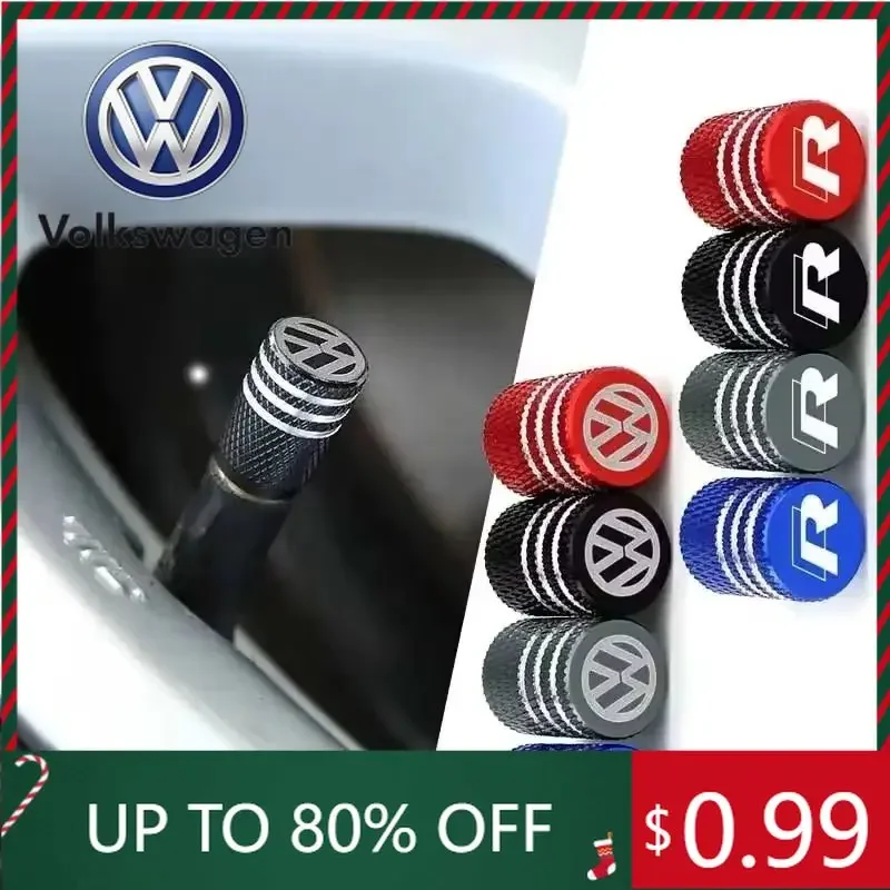 

For VW Volkswagen Jetta MK5 Golf 4pcs Car Logo Wheel Tire Stem Valve Caps Air Covers for Volkswagen Rline Golf GTI Bora Passat J