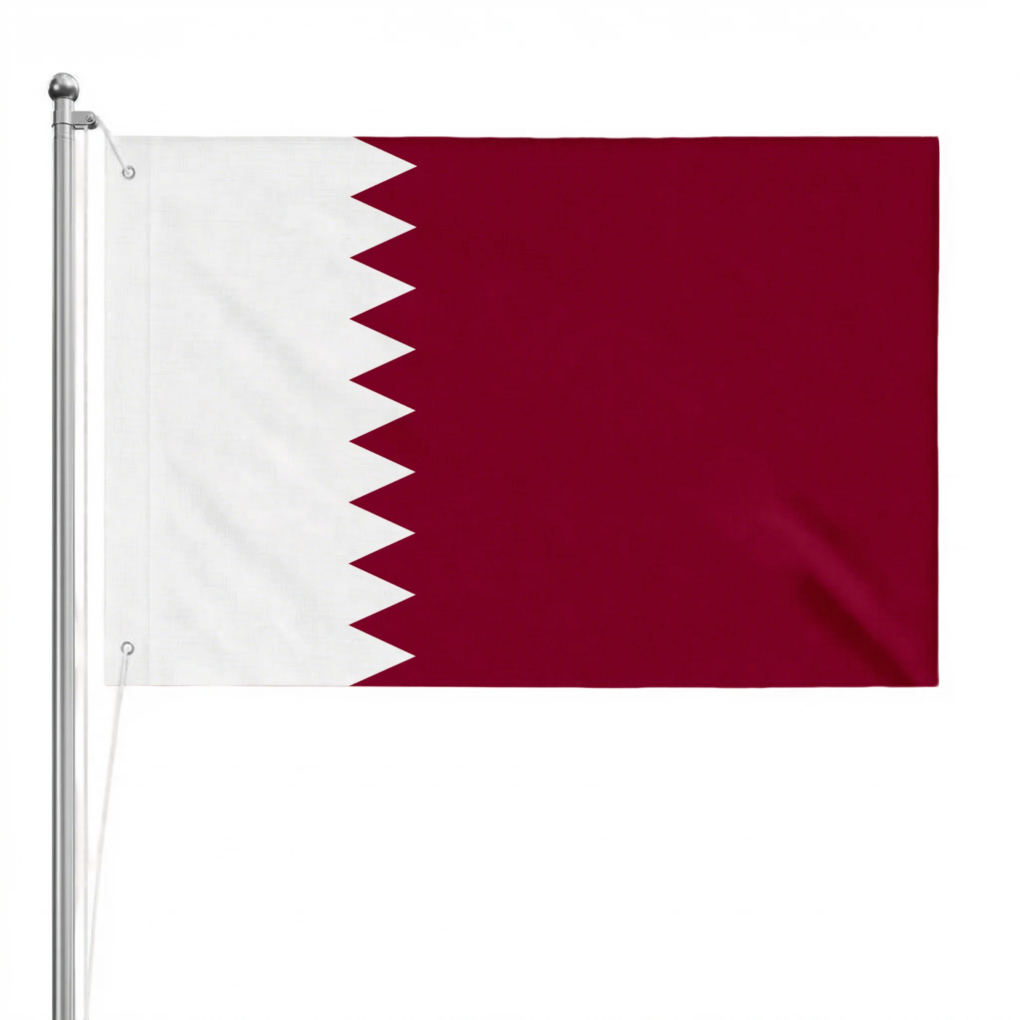 1pc Qatar National Flag, White and Maroon Vertical Stripes with Serrated Border,Polyester Flag for Outdoor Decor No Flagpole.