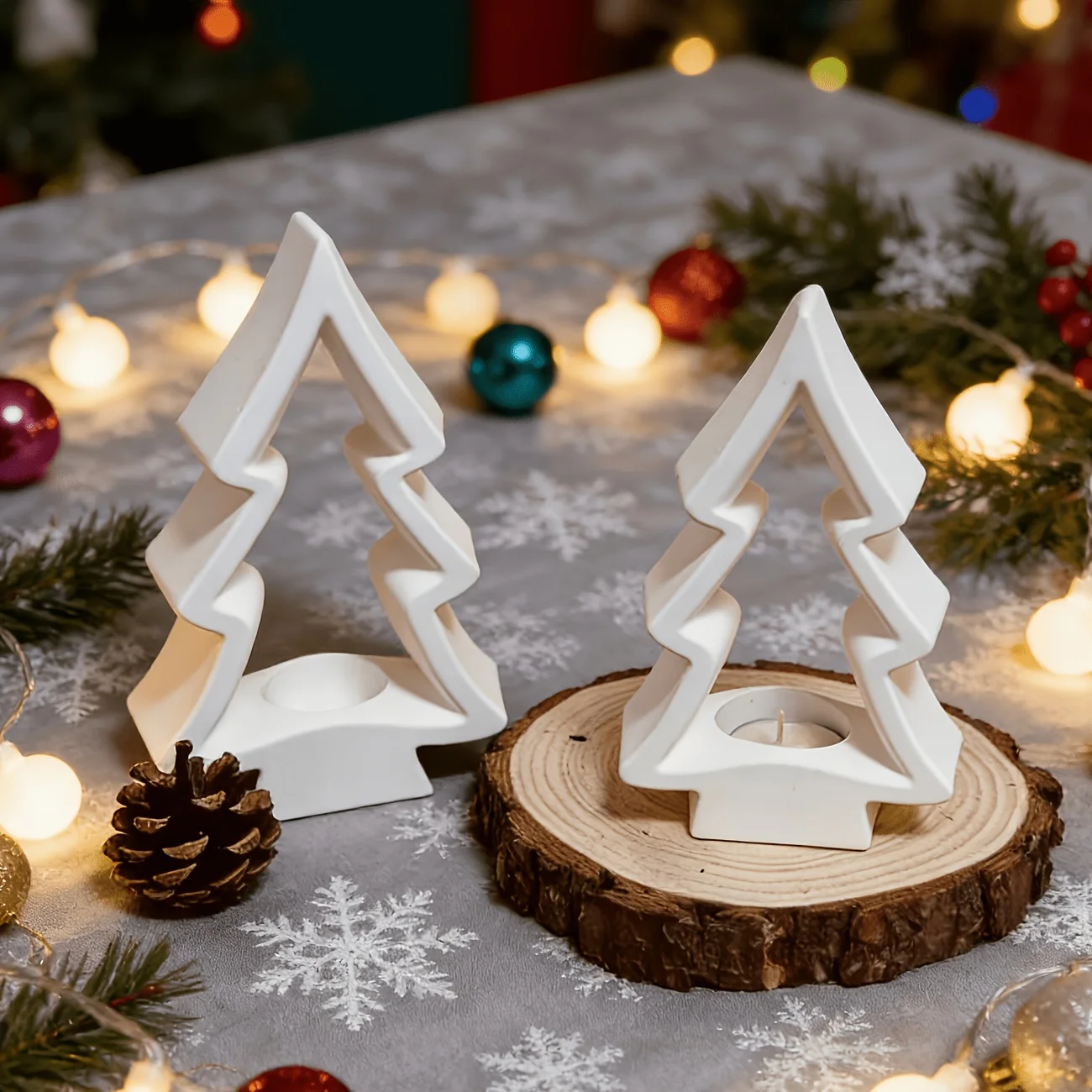 1/2-teiliges Weihnachtsbaum-Kerzenformen-Set, geeignet für die Herstellung von Gips-Kerzenhaltern, Harz-Kerzenhaltern und Weihnachtsgeschenken. – Detail 4