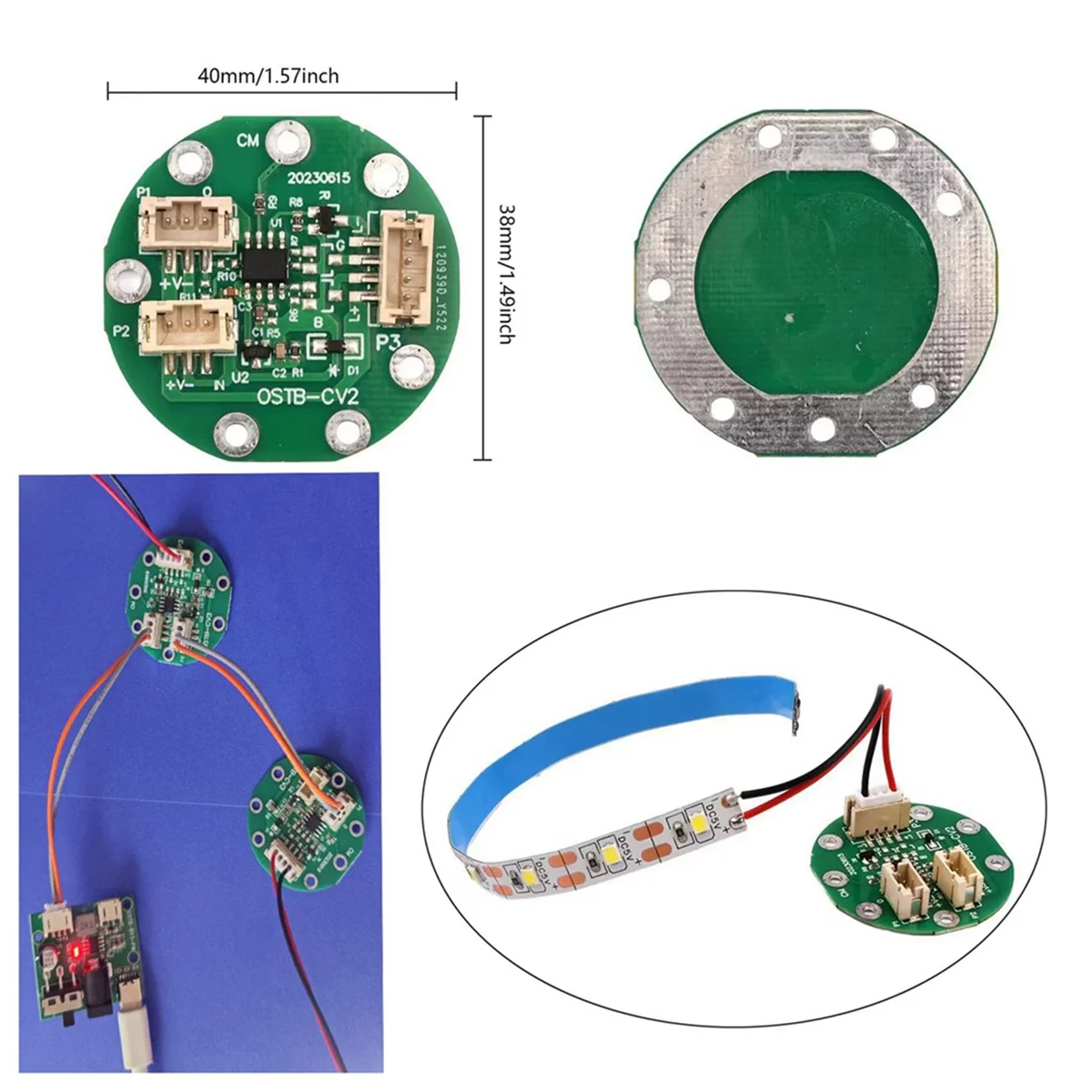 Papan sirkuit modul Sensor sentuh DIY, Chip sirkuit Sensor PCB dengan Strip LED dan kabel 10 buah (cahaya putih)