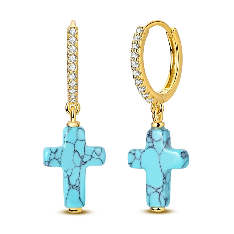 Ohrringe aus 925er-Sterlingsilber für Damen, funkelnder grüner Kiefernkreuz-Tropfenohrring für Jahrestag, Hochzeit, Schmuck, Geschenke