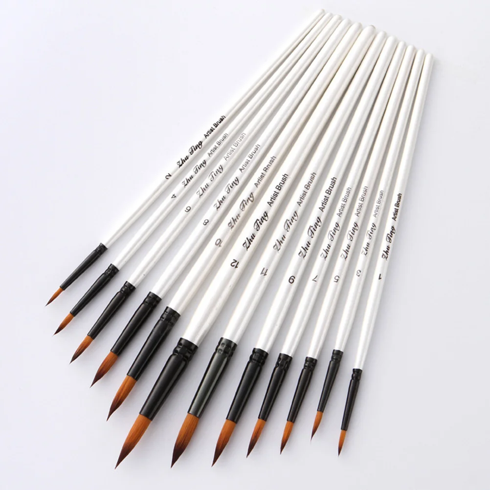 

12pcs Paint Set Wooden Handle Nylon Bristle For Watercolor Oil Acrylic Body Face Nail Art Craft Ceramic Beginners Artists Gift