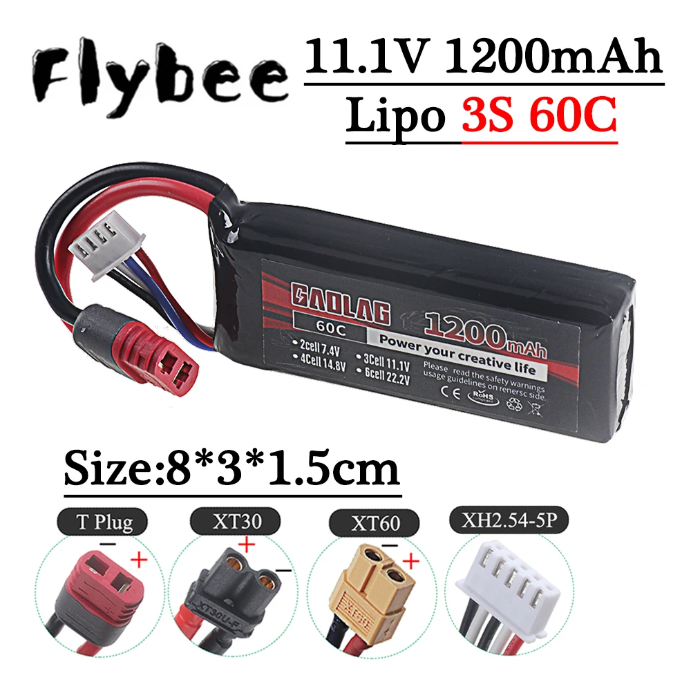 3S RC LiPo аккумулятор 11,1 В 1200 мАч 60C для радиоуправляемого автомобиля, самолета, путешествующего времени самолета FPV 11,1 В LiPo 3S с вилкой XT30/XT60/T