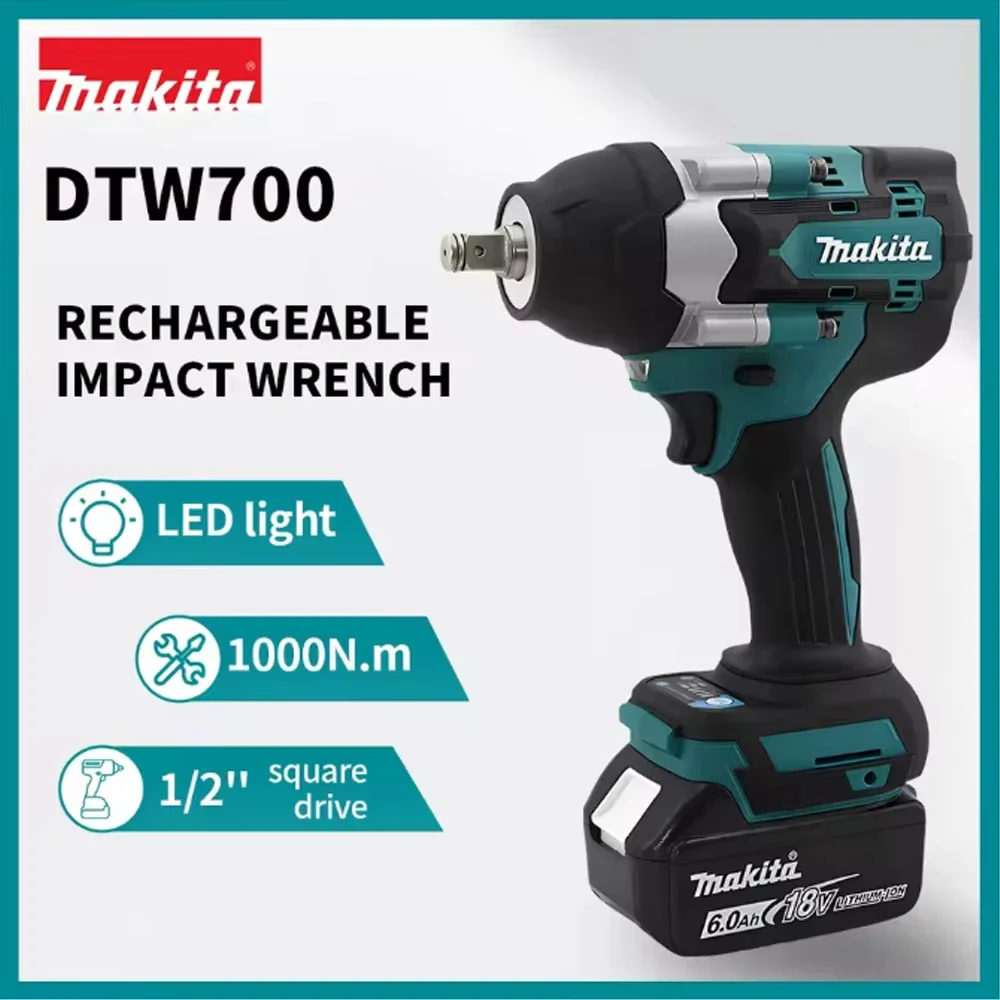 For Makita DTW700 18V Brushless Impact Wrench 1000N.m Cordless Power Tool with Battery BL1860 for Makita 18V
