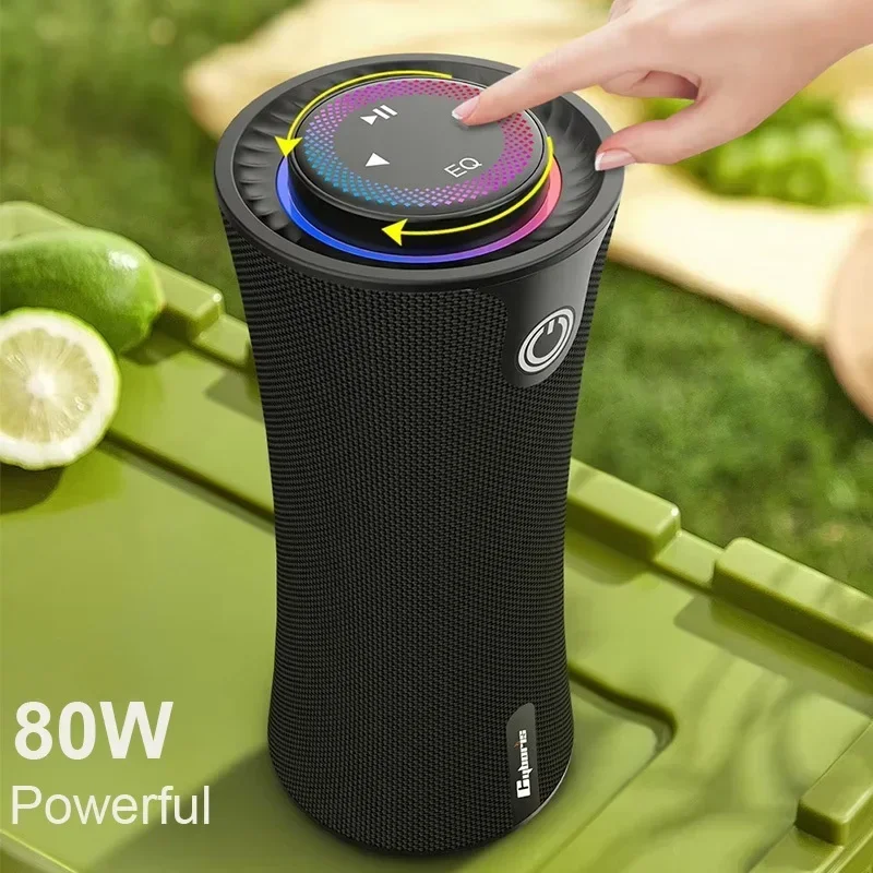 T16 Wireless Bluetooth Speaker with Subwoofer 80W Powerful 2.1 Channel RGB Light IPX5 Waterproof Tiny Waist Tower Deep Bass