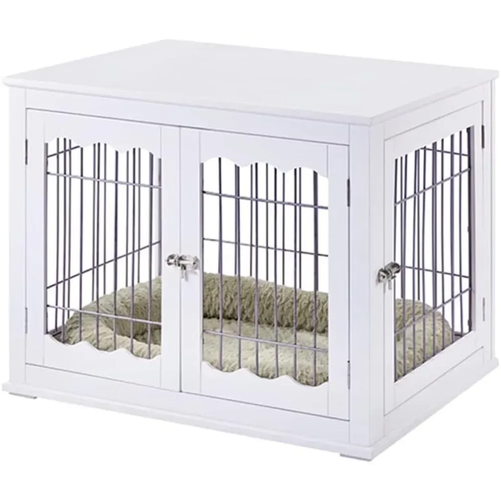 Kennels, Unipaws Furniture Style White Dog Crate for Medium Dogs, Indoor Aesthetic Puppy , Kennels