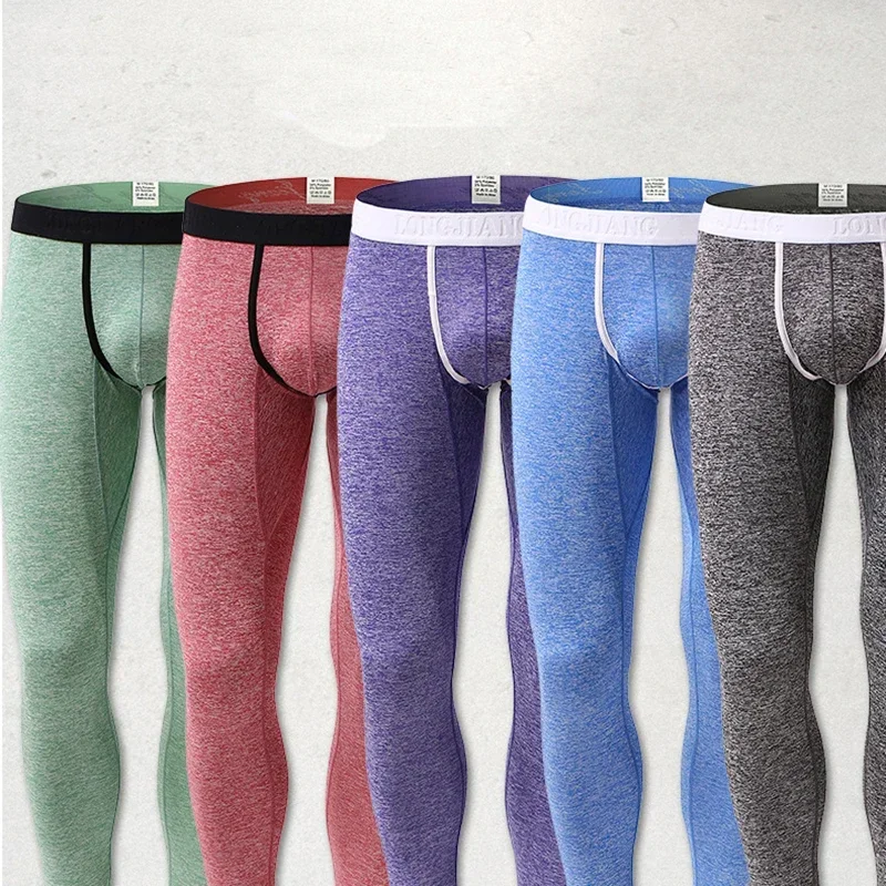 Men's Long Johns Thermal Cotton Pants Leggings, Man Warm Underwear, Compression Bottom Underpants for Man