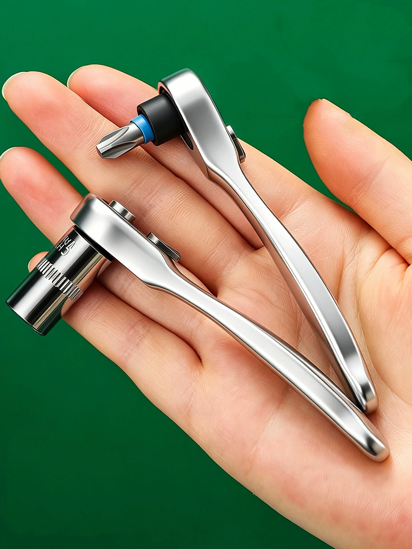 72 Teeth Mini Ratchet Wrench Quick Release Square Drive Head 1/4 6.25mm Drive Ratchet Wrench Hex Socket Screwdriver Bit Holder