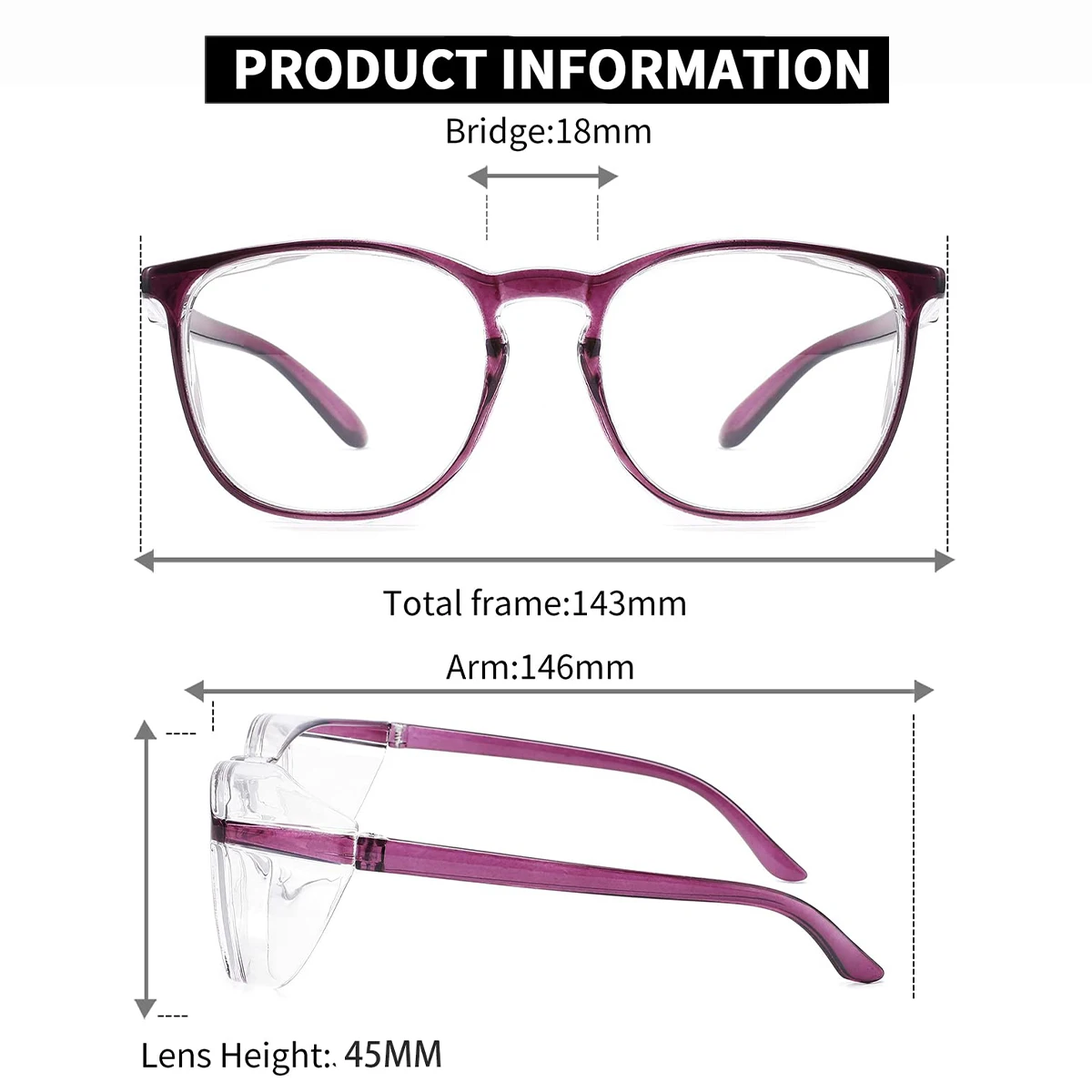 2PC Anti Pollen Safety Glasses Flat Light Anti-Fog Eye Protection Perfect Gift Choice  HM9- Value Pack