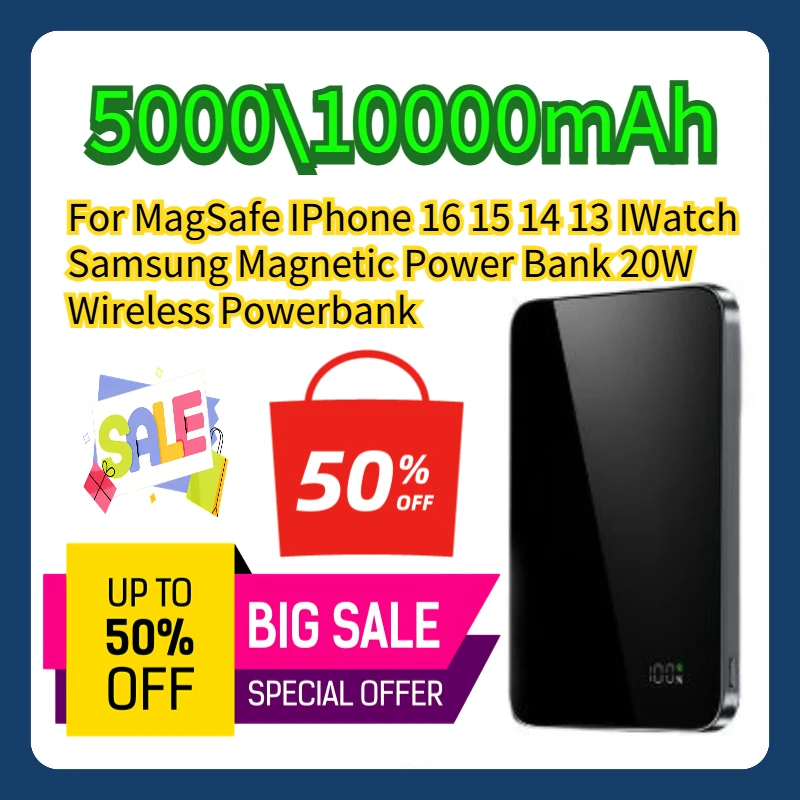 

For MagSafe IPhone 16 15 14 13 IWatch Samsung 5000\10000mAh Magnetic Power Bank 20W Wireless Powerbank