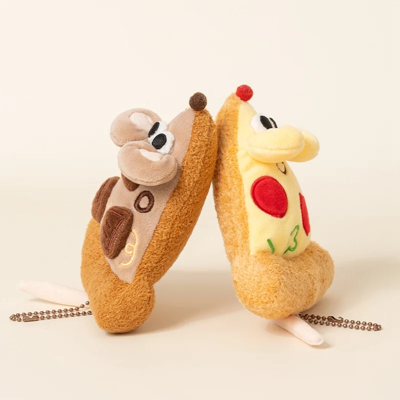 14CM Kawaii Pizza Mouse Plush Keychain Soft Cheese Pizza Stuffed Animal Pendant Doll Bag Car Decor Cute Birthday Gift