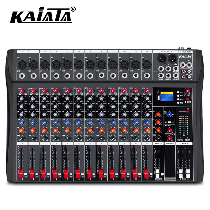 KAIKA CT12-7 12 channel mixing console with USB function suitable for home DJ  recording studio mixer audio