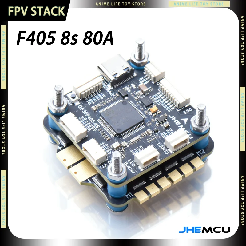 

FC JHEMCU F405 3-8S AM32 80A 4In1 32Bit ESC Flight Controller Support GPS WS2812 Programmable LED FPV FC For Adults Gift