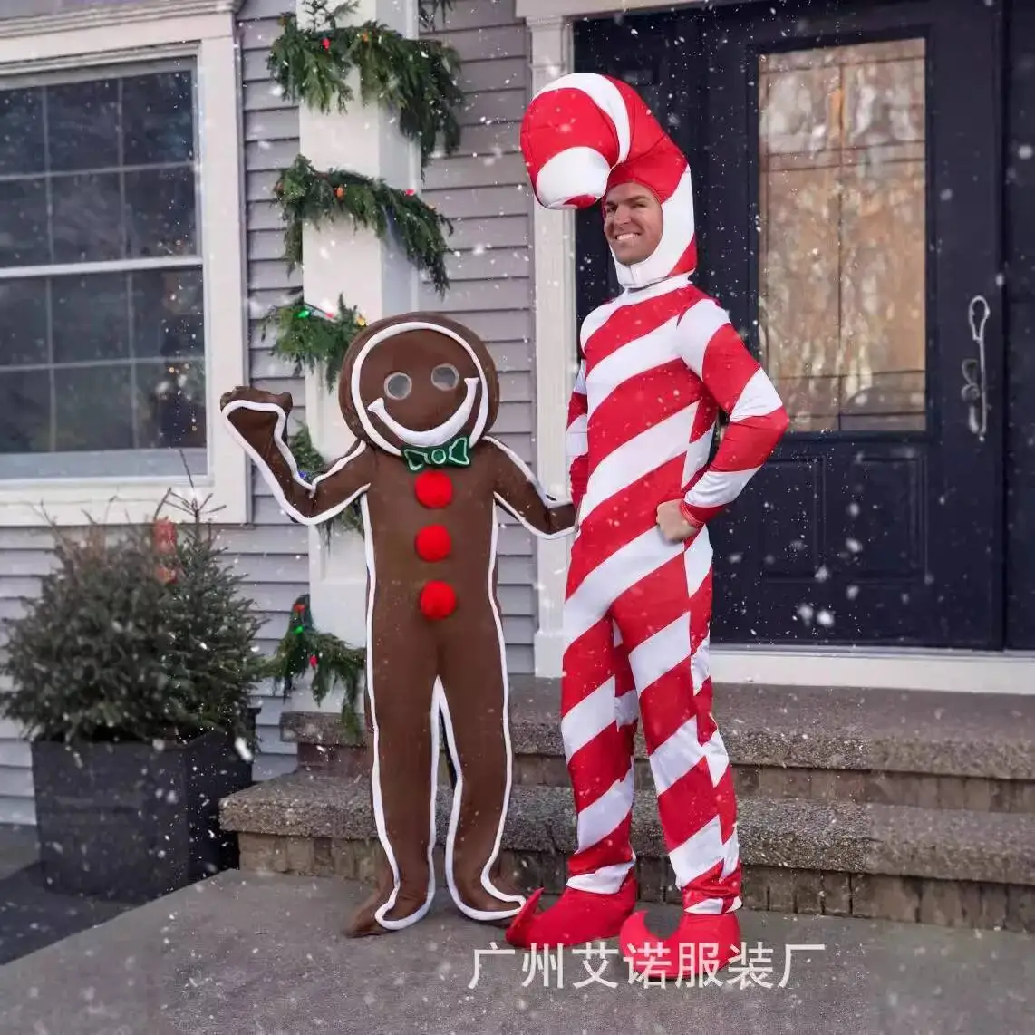 

Brown Full-body Christmas Doll Costume Set Cosplay Costumes Gingerbread Man Christmas One-piece Clothes Halloween Party