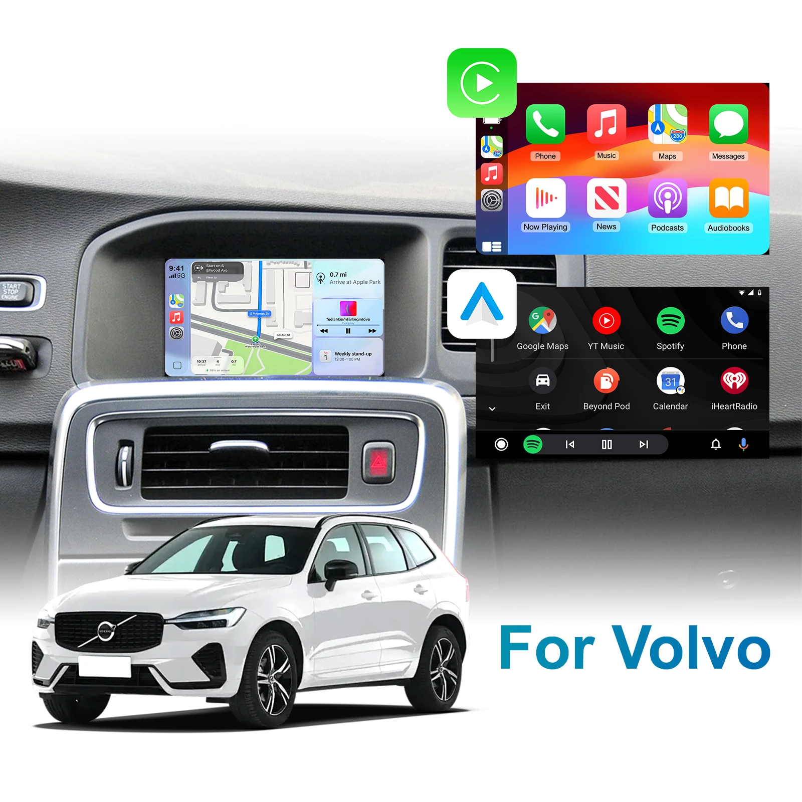 OEM Screen Upgrade Decoder Box Interface CarPlay Android Auto Retrofit Kit for Volvo V40 V60 S S60 XC60 V70 XC70 S80 2010-2015 with 7 Inch Screen