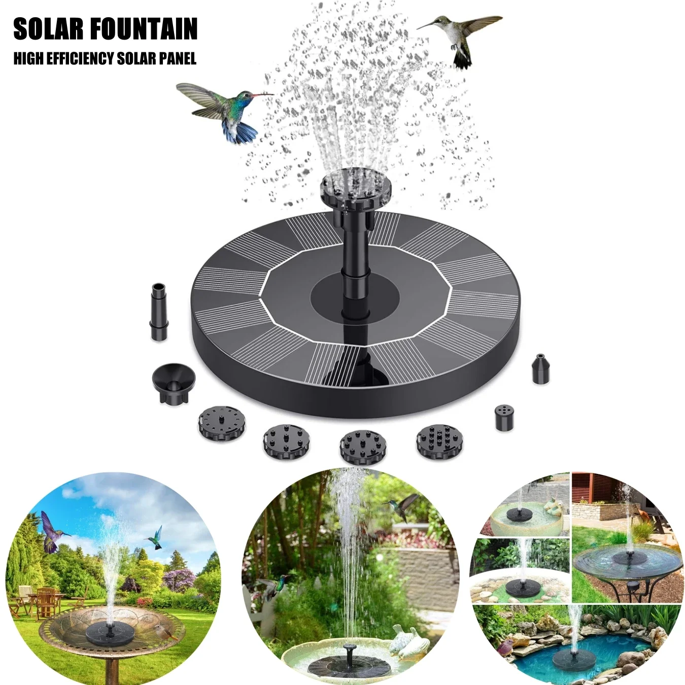 Solar Water Fountain Pool Pond Waterfall Garden Decoration Outdoor Mini Powered Bird Bath For Yard Patio Supplies