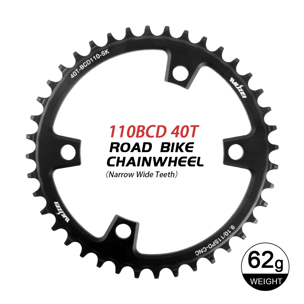 WUZEI Rennrad-Kettenblatt 110 BCD 36/38/40/42/44/46/48/50/52/54/56/58T schmales breites Sterne-Kettenrad 4 Schrauben für Shimano R7000 4700