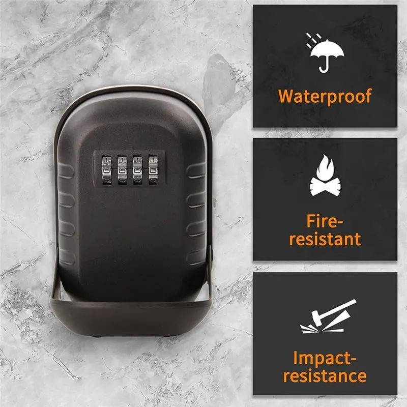 A25P Anti-Dust Cover& Wall Mount Metal Key Lock Box With Combination, 6-10 Keys Capacity- Ideal For Home, Office, Outdoor Storag