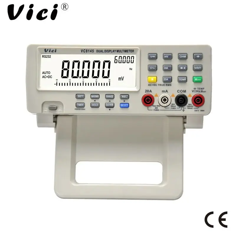 VICI VC8145 LCD Auto Range Multimetro Voltmeter Digital Bench Top Multimeter Temperature Meter Dual-display 80000