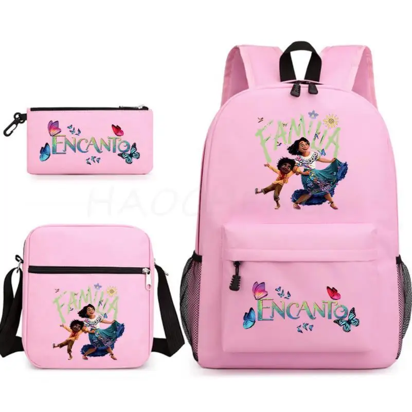 

3pcs/Set New Movie Encanto Mirabel Backpacks Canvas School Rucksack Teenager Girls BoysTravel Mochila Shoulder Bags Gift